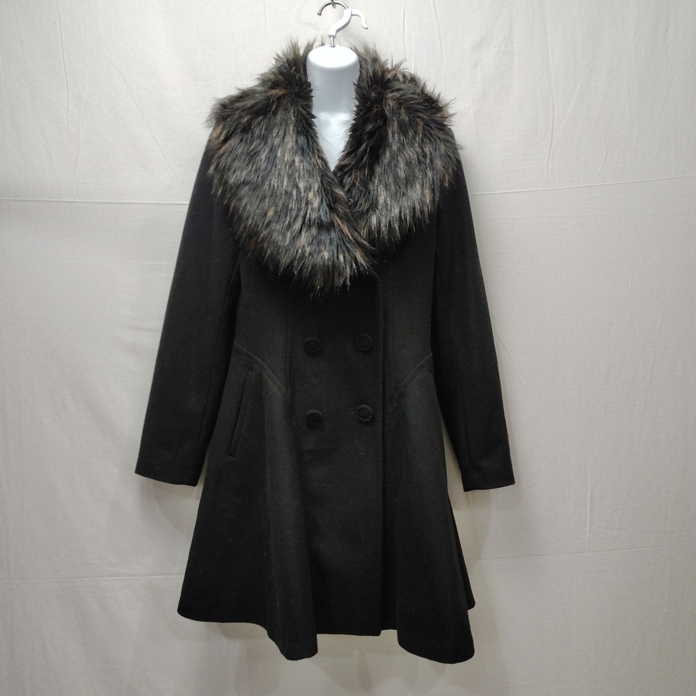 Vintage Women's M Removable Faux Fur Collar Wool Blend Princess Coat Whimsigoth